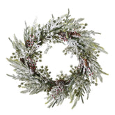 Snowy wreath with pinecones